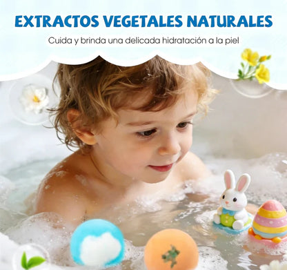 Bombas de baño para niños con juguetes en su interior
