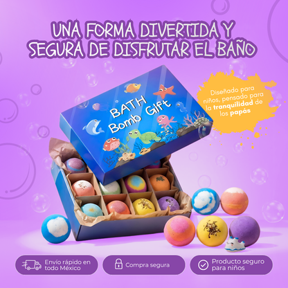 Bombas de baño para niños con juguetes en su interior