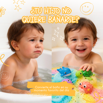 Bombas de baño para niños con juguetes en su interior