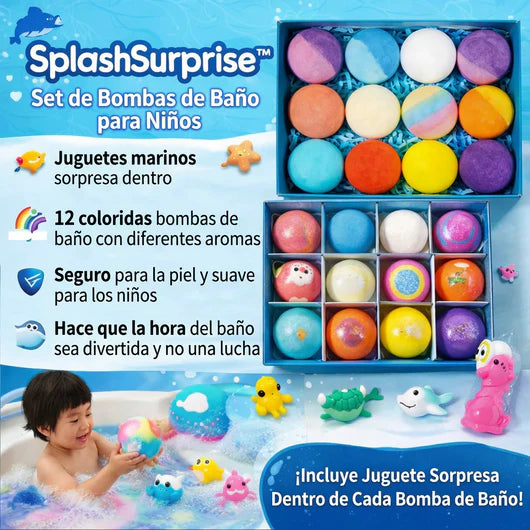 Bombas de baño para niños con juguetes en su interior