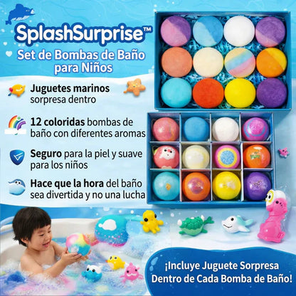 Bombas de baño para niños con juguetes en su interior