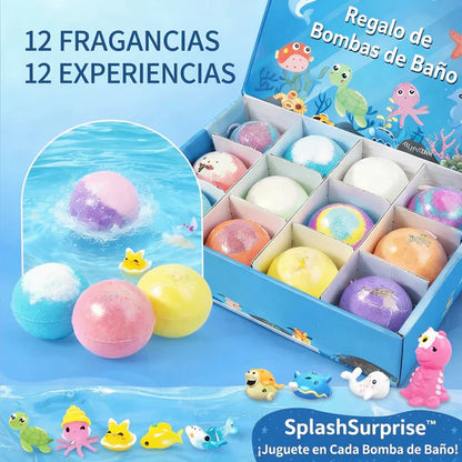 Bombas de baño para niños con juguetes en su interior