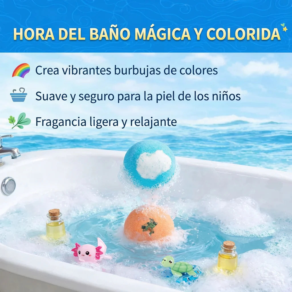 Bombas de baño para niños con juguetes en su interior